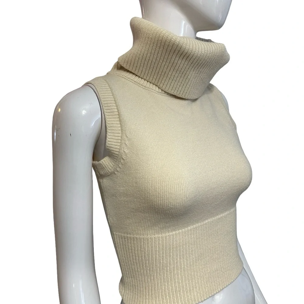 Zara Cream Sleeveless Turtleneck Top - Picture 6 of 6